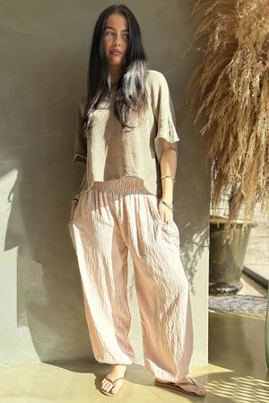 Basso Shirring Balloon Pant Blush